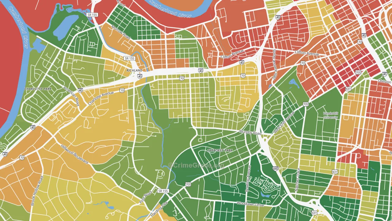 Sylvan Park, Nashville, TN Map of Vandalism Rates