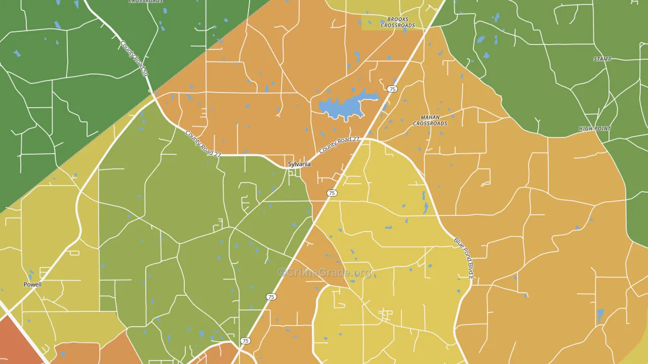 Sylvania, AL Map of Vandalism Rates