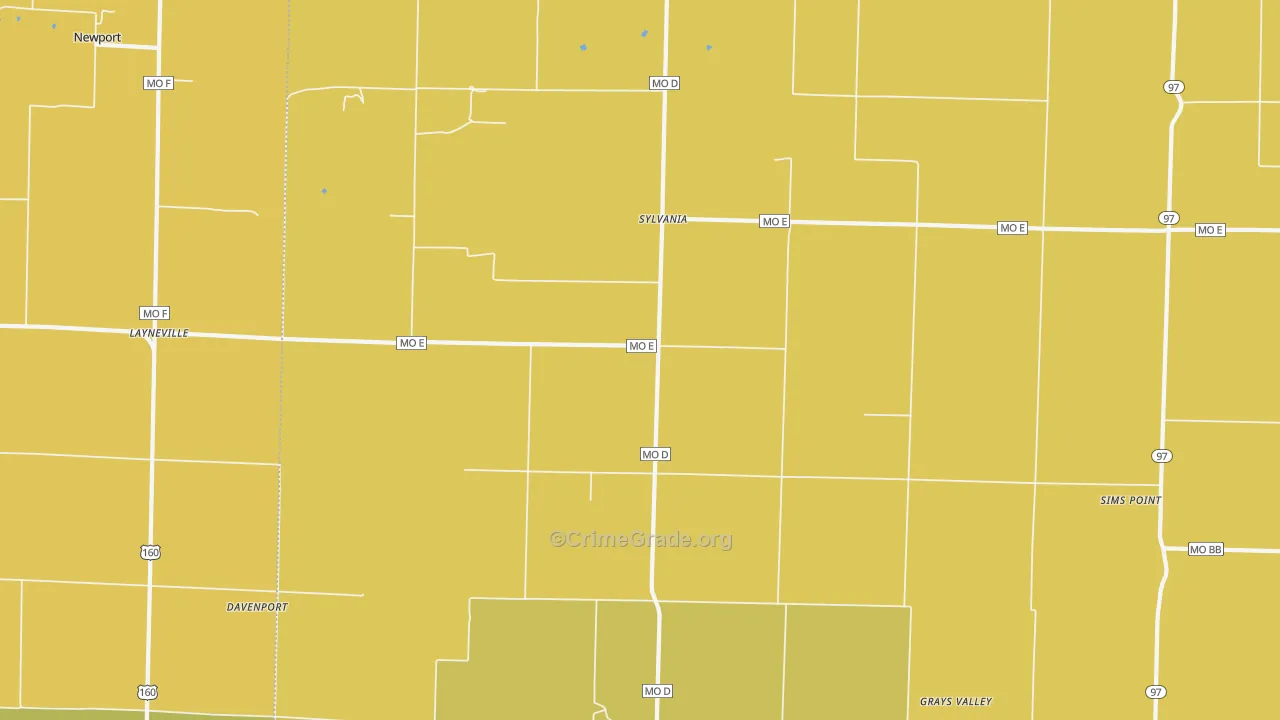 Sylvania, MO Map of Vandalism Rates