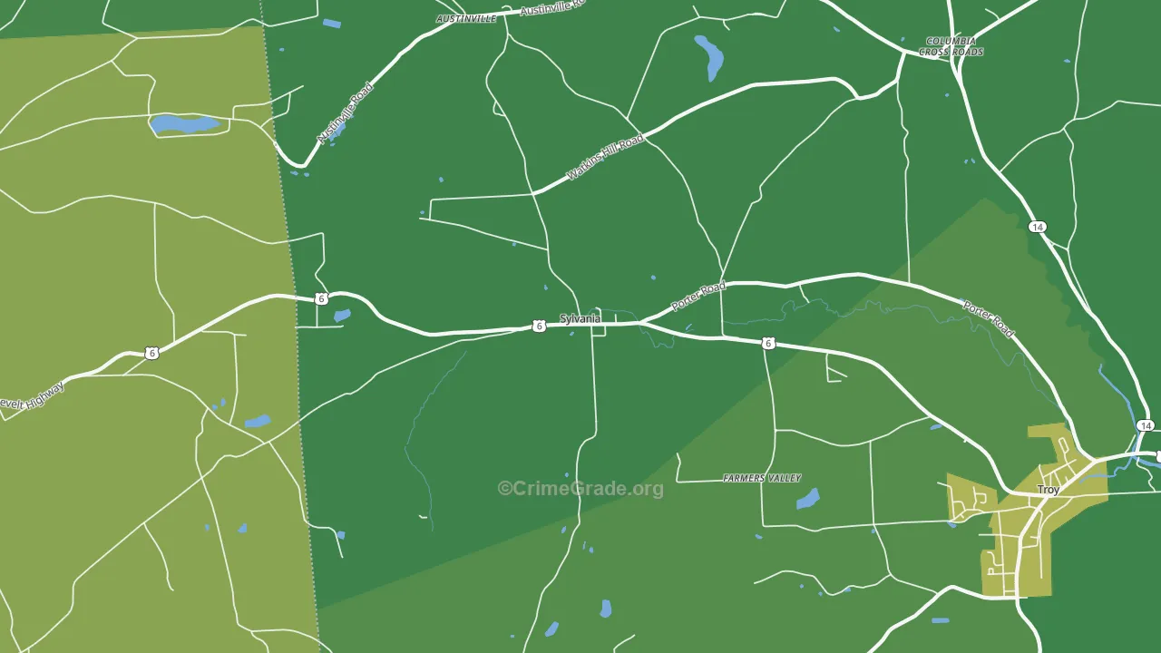 Sylvania, PA Map of Vandalism Rates