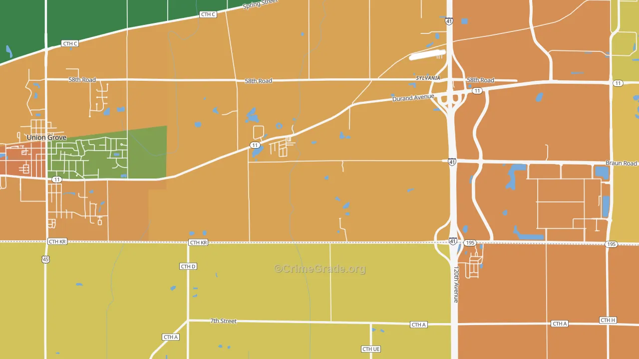 Sylvania, WI Map of Vandalism Rates