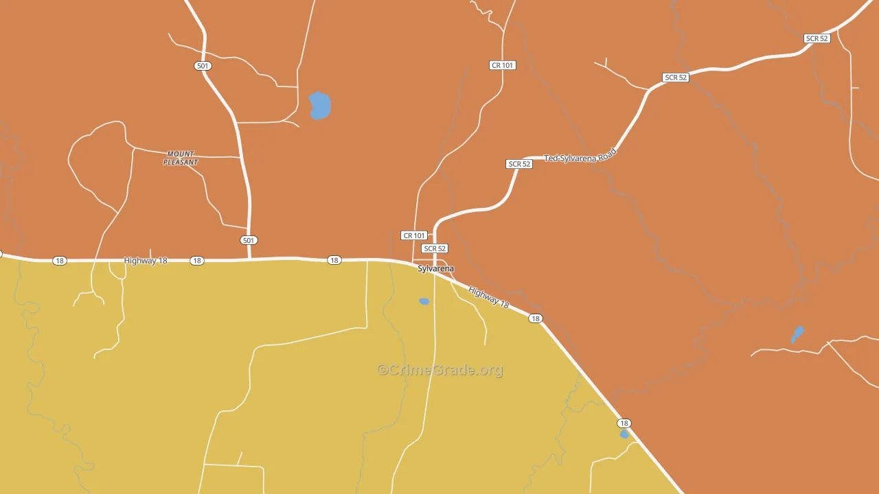 Sylvarena, MS Map of Vandalism Rates
