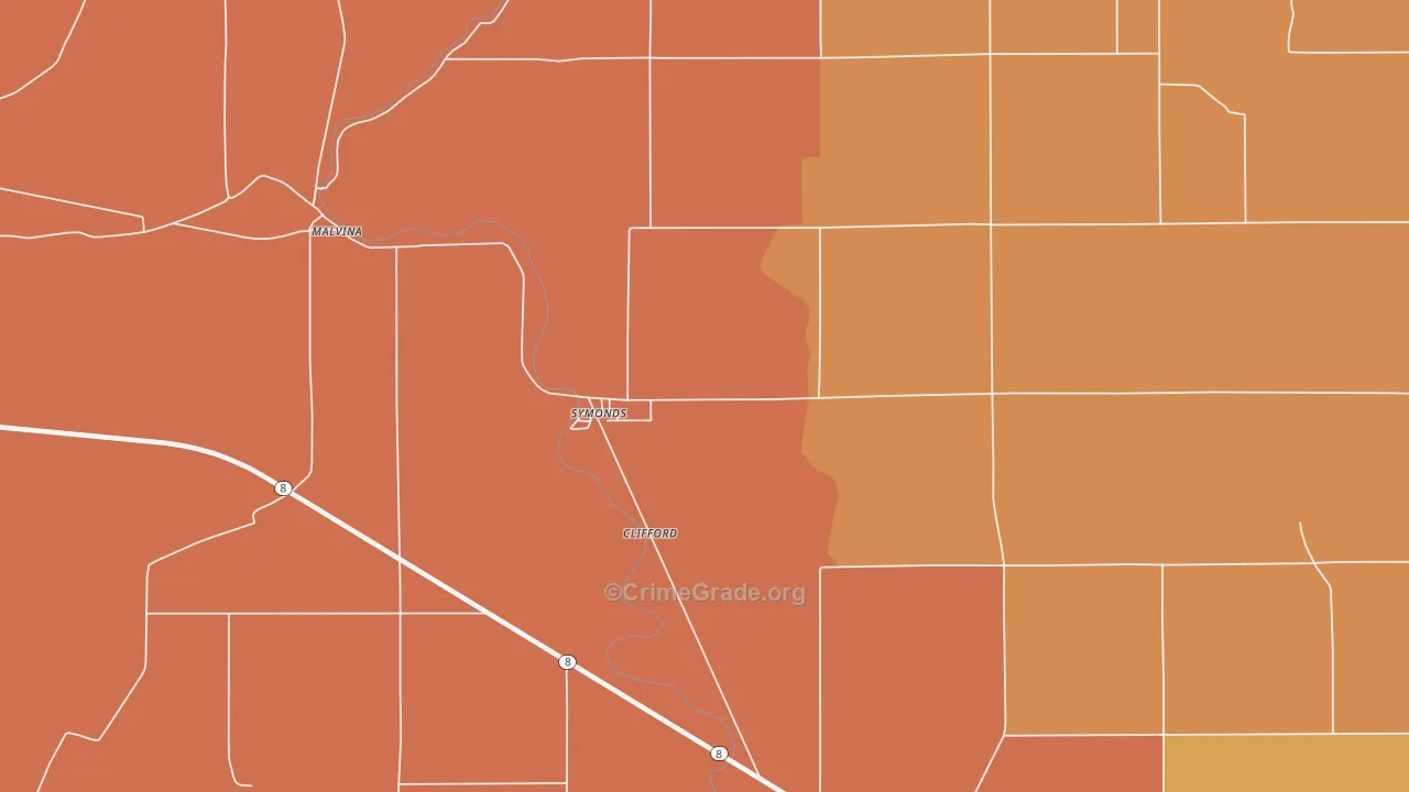 Symonds, MS Map of Vandalism Rates