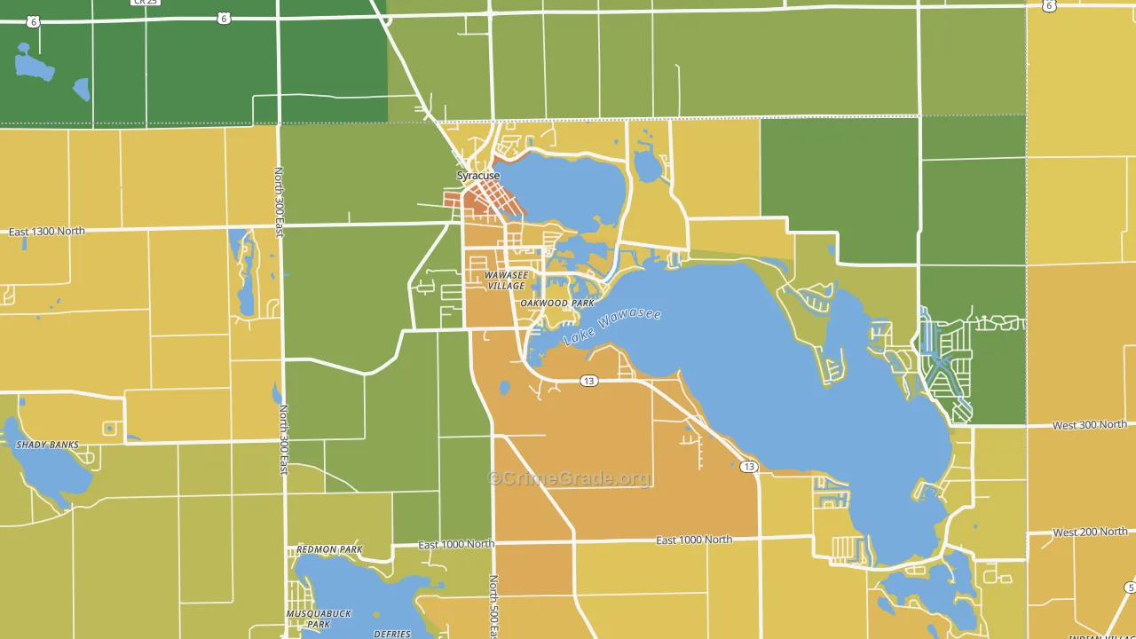 Syracuse, IN Map of Vandalism Rates