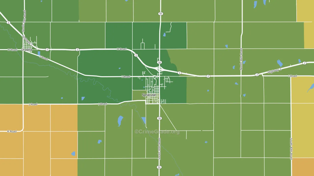 Syracuse, NE Map of Vandalism Rates