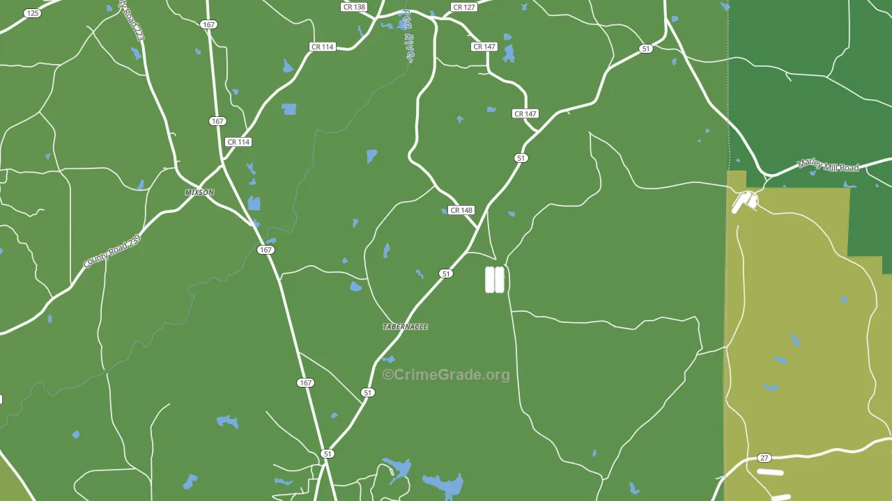 Tabernacle, AL Map of Vandalism Rates