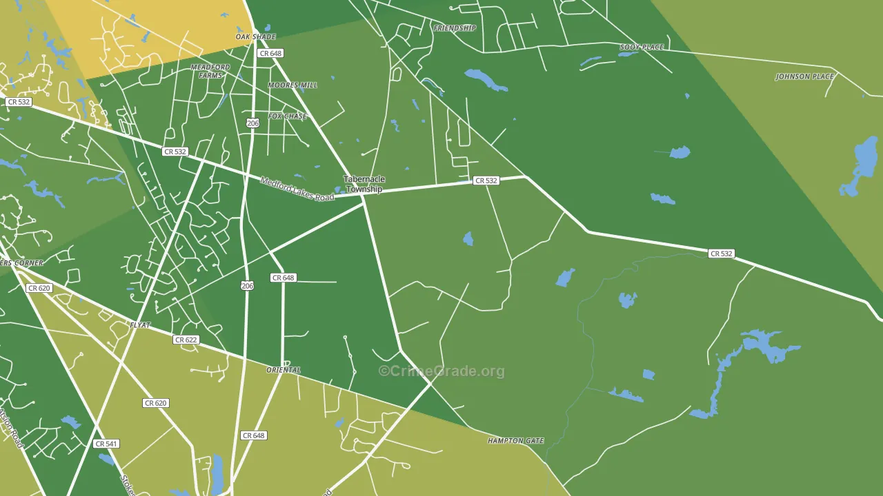 Tabernacle, NJ Map of Vandalism Rates