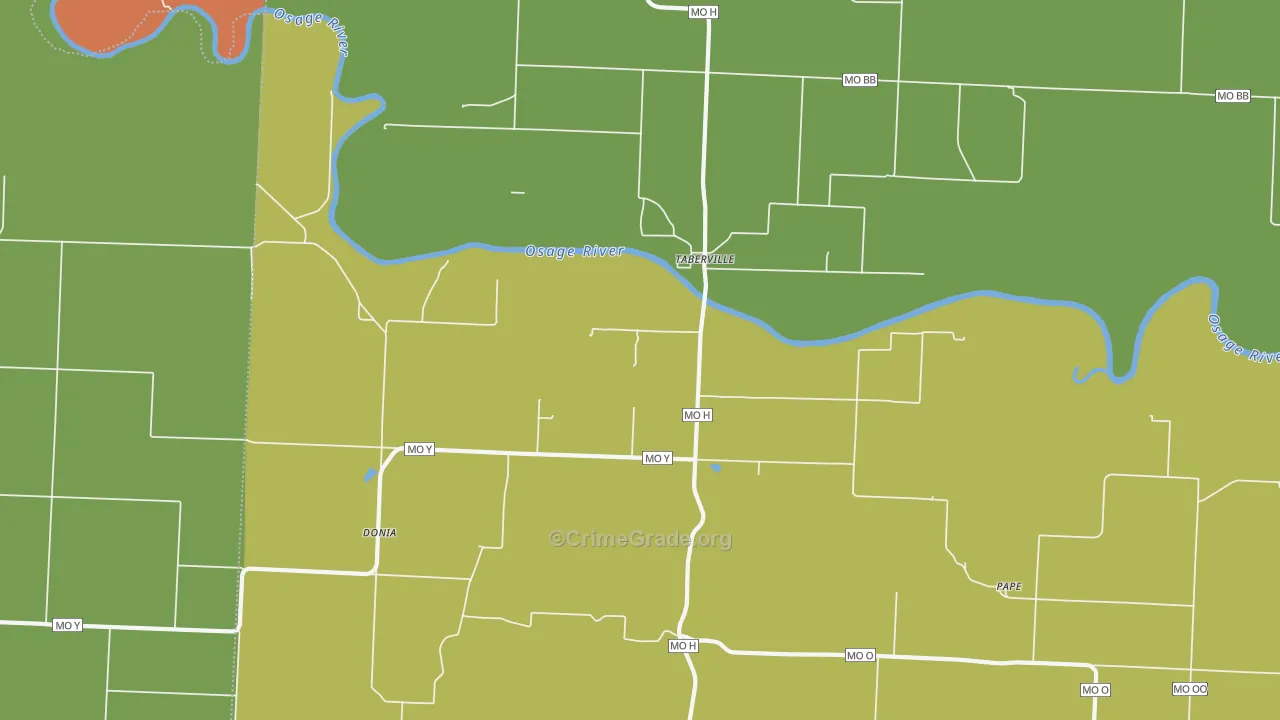 Taberville, MO Map of Vandalism Rates