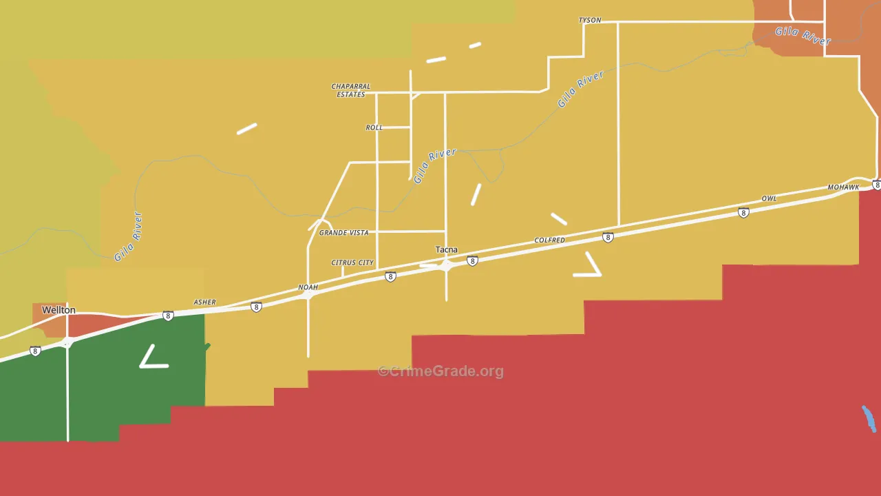 Tacna, AZ Map of Vandalism Rates
