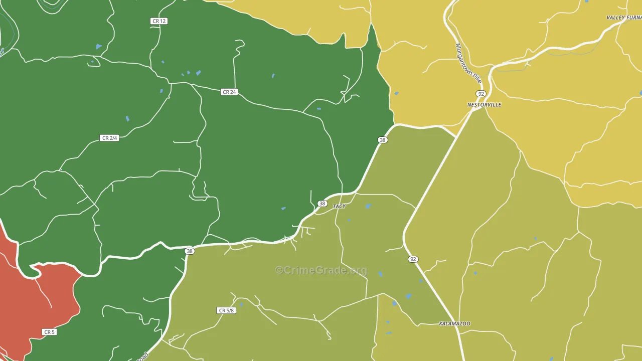 Tacy, WV Map of Vandalism Rates