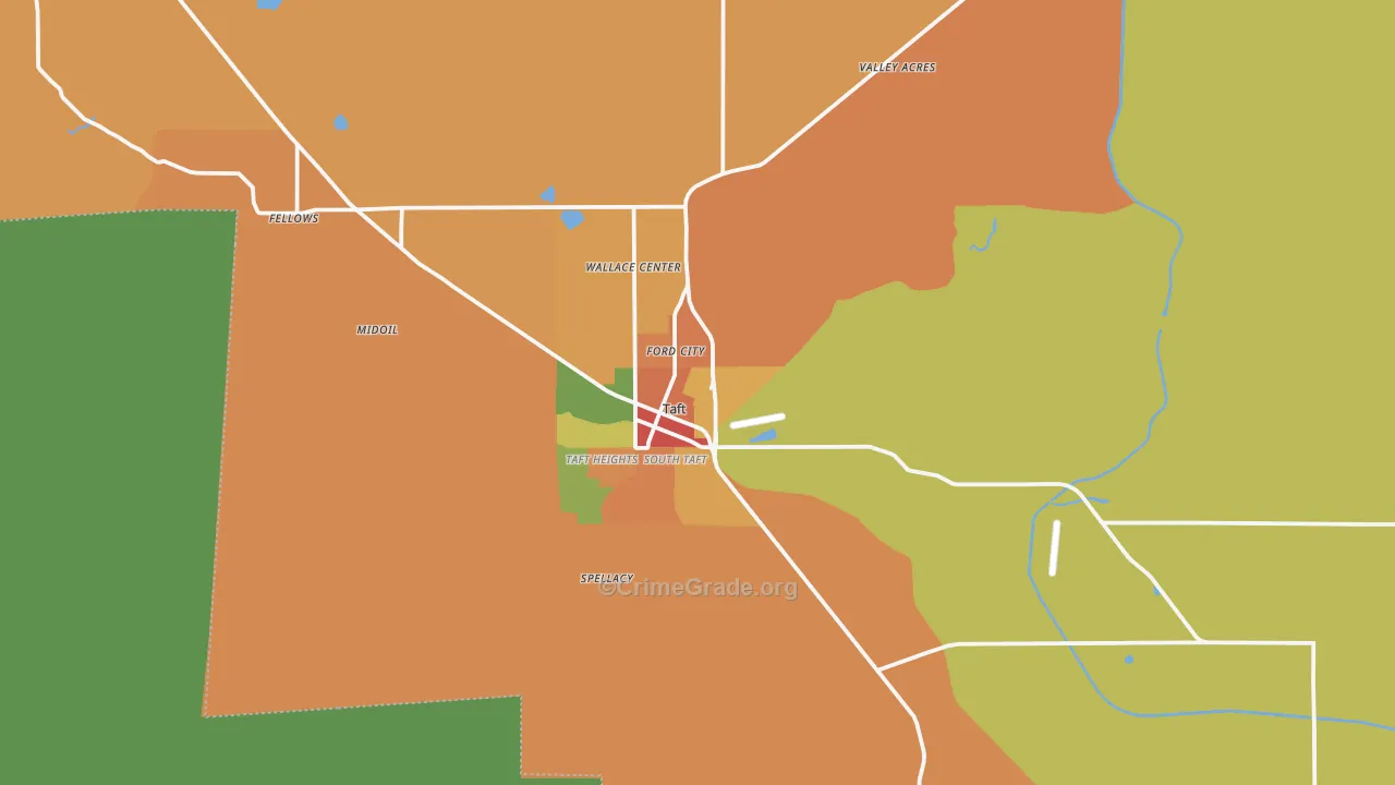 Taft, CA Map of Vandalism Rates