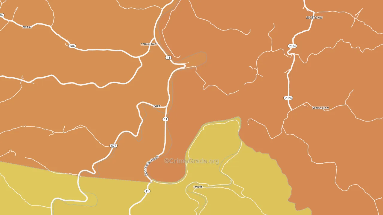 Taft, KY Map of Vandalism Rates