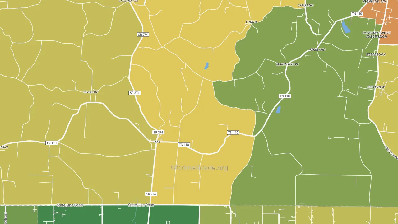 Taft, TN Map of Vandalism Rates