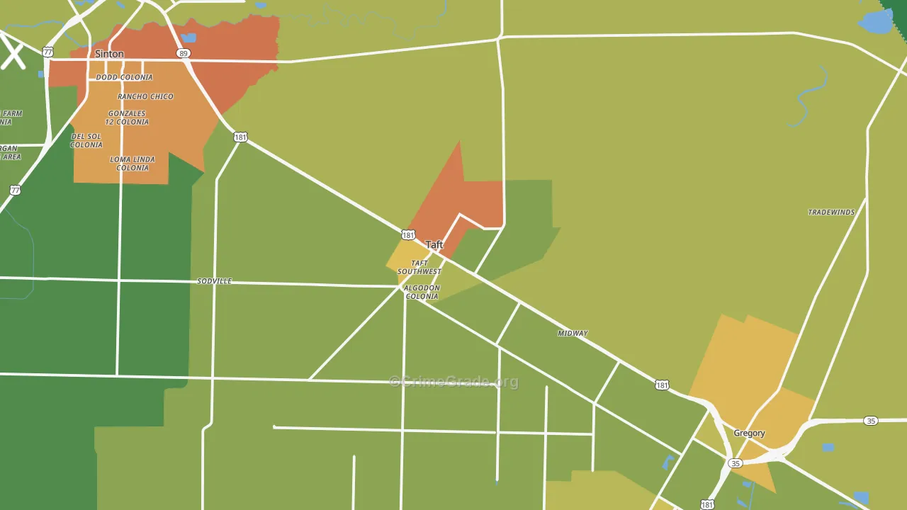 Taft, TX Map of Vandalism Rates