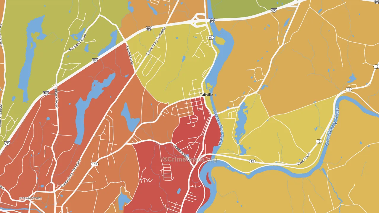 Taftville, CT Map of Vandalism Rates
