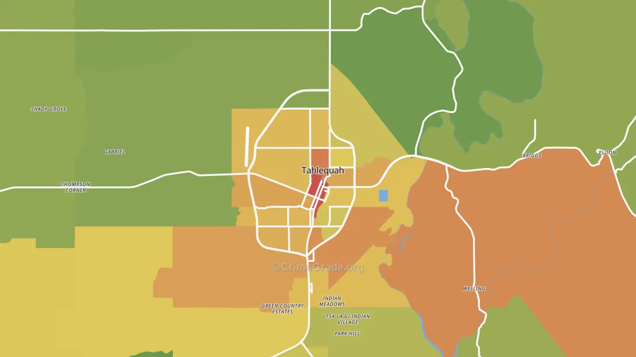 Tahlequah, OK Map of Vandalism Rates