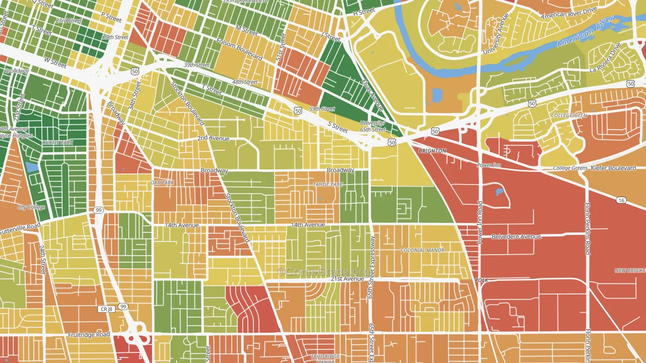 Tahoe Park, Sacramento, CA Map of Vandalism Rates