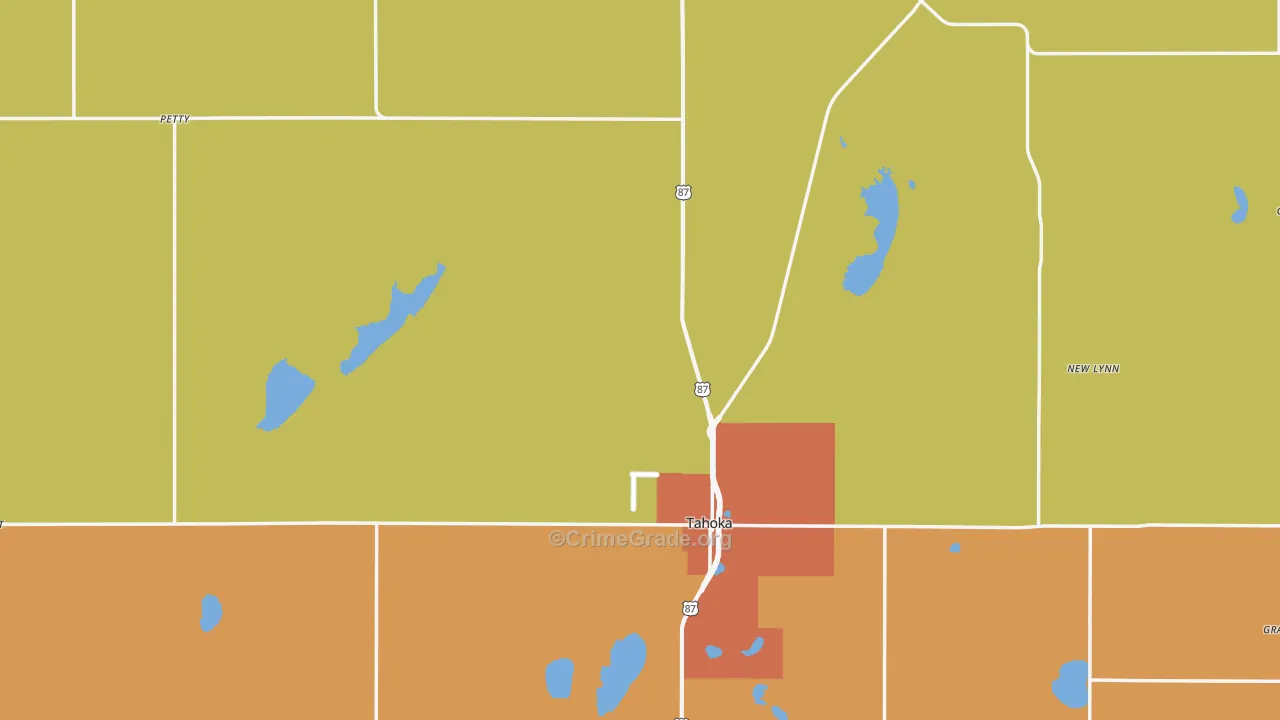 Tahoka, TX Map of Vandalism Rates