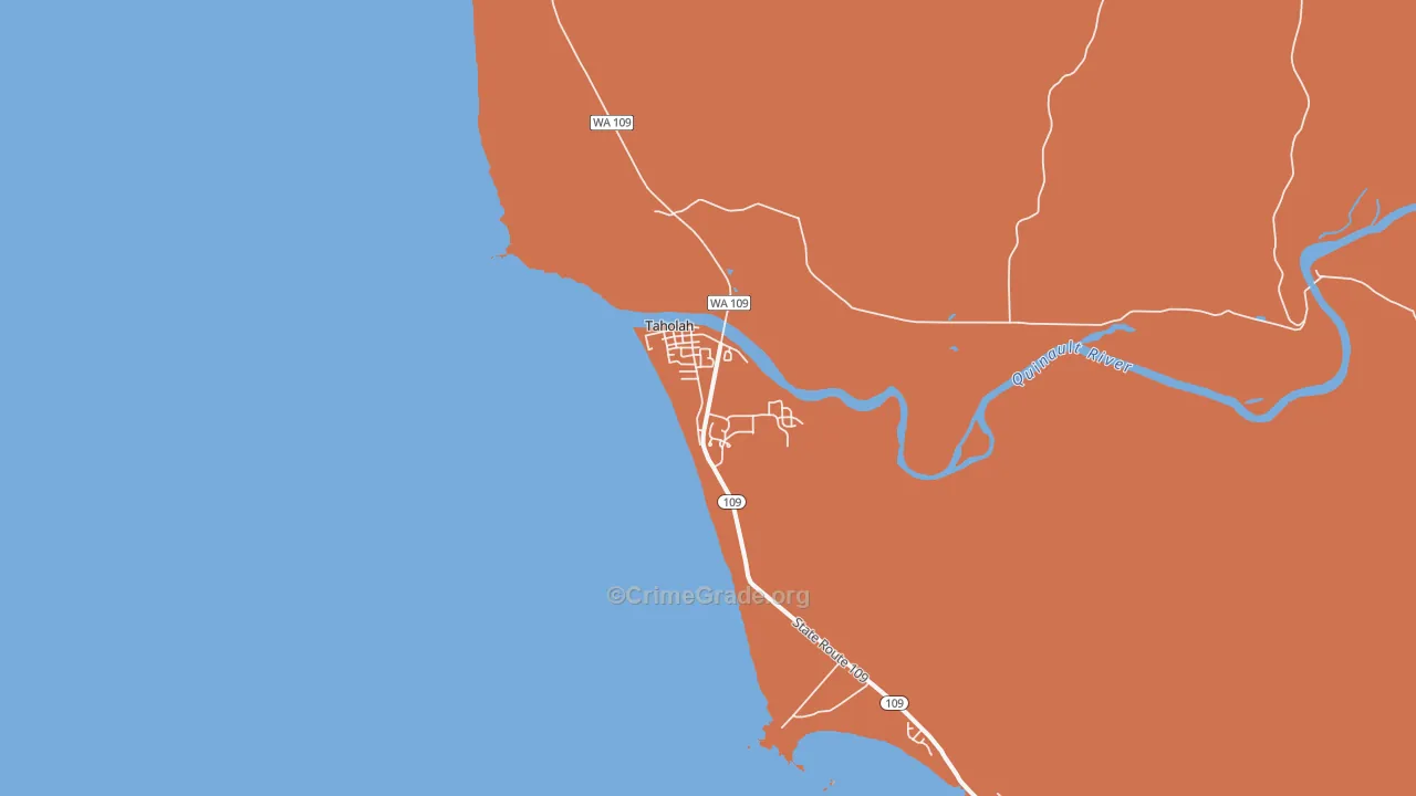 Taholah, WA Map of Vandalism Rates