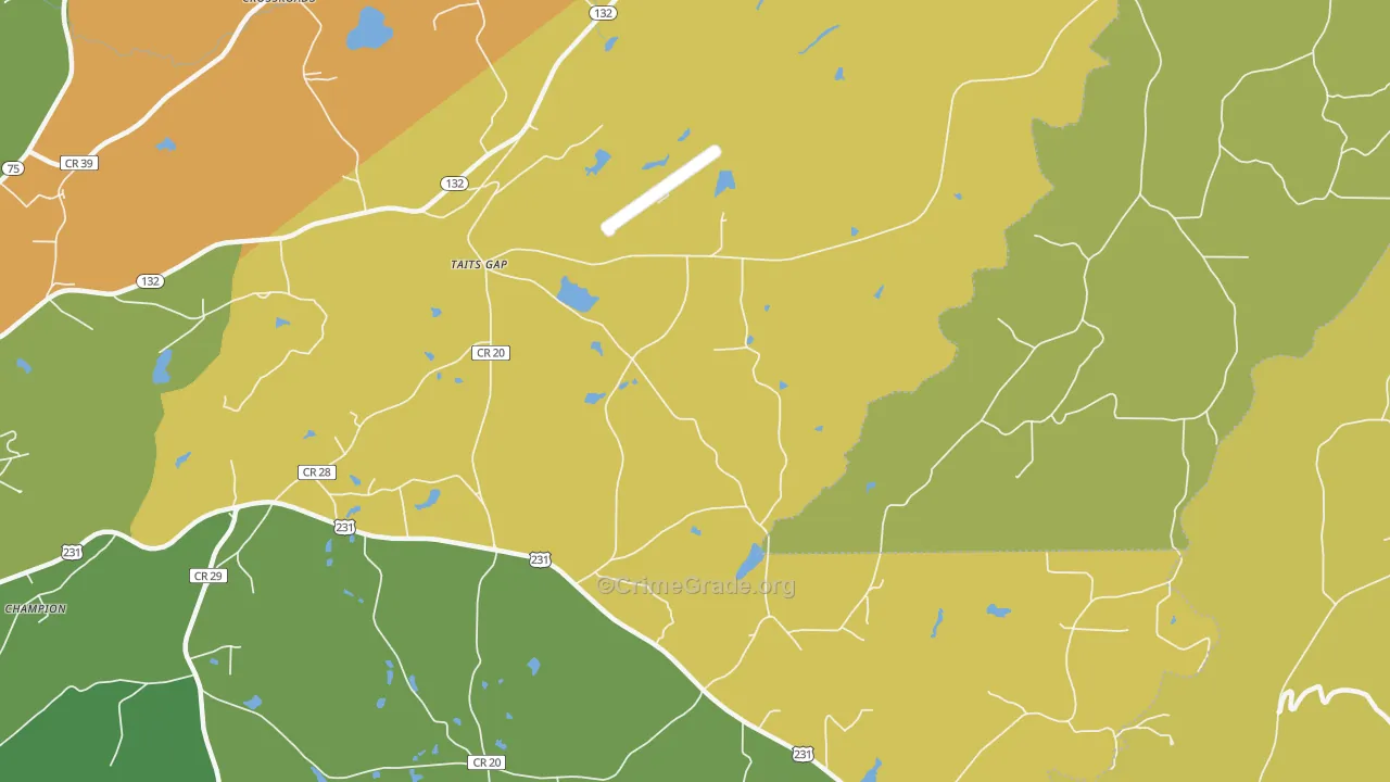 Taits Gap, AL Map of Vandalism Rates