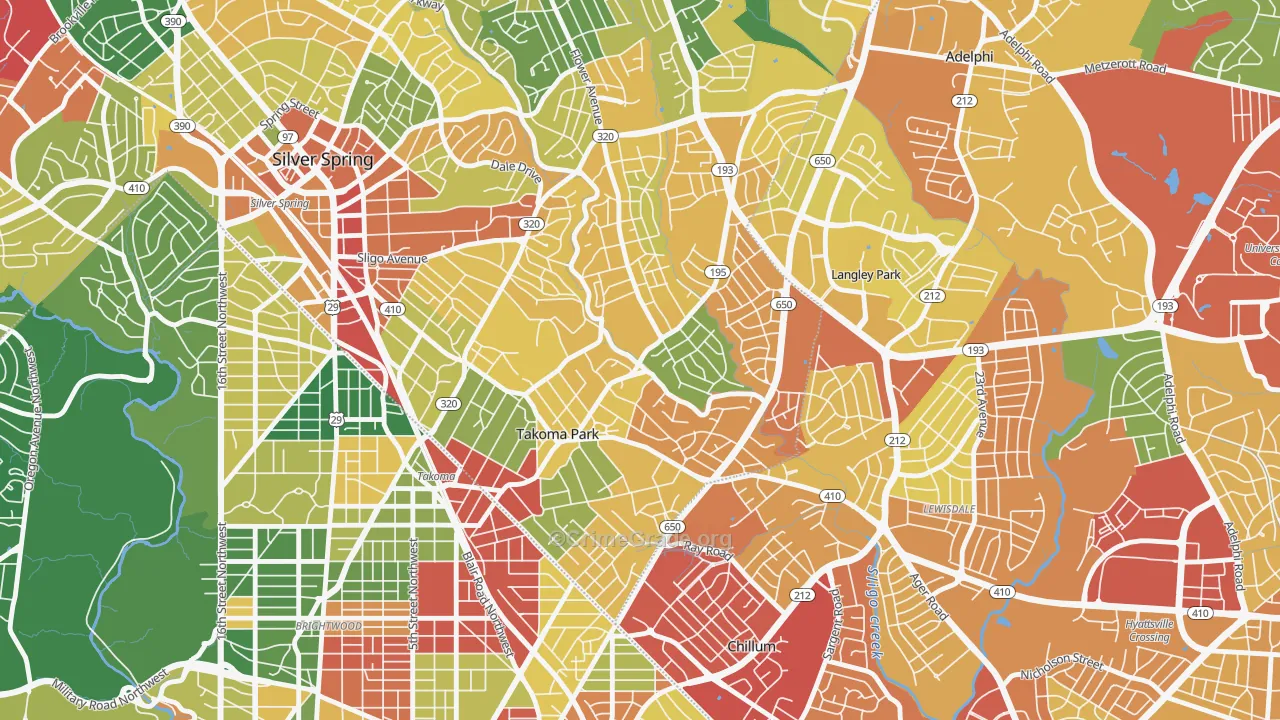 Takoma Park, MD Map of Vandalism Rates