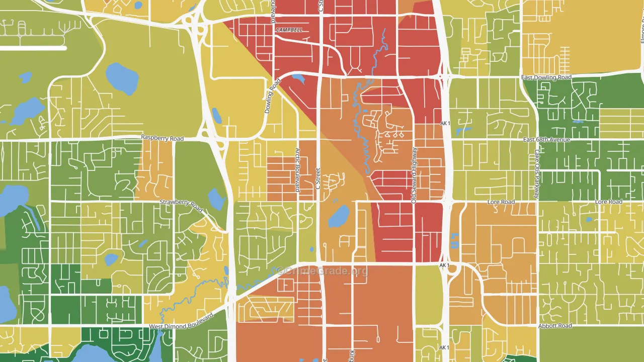 Taku-Campbell, Anchorage, AK Map of Vandalism Rates