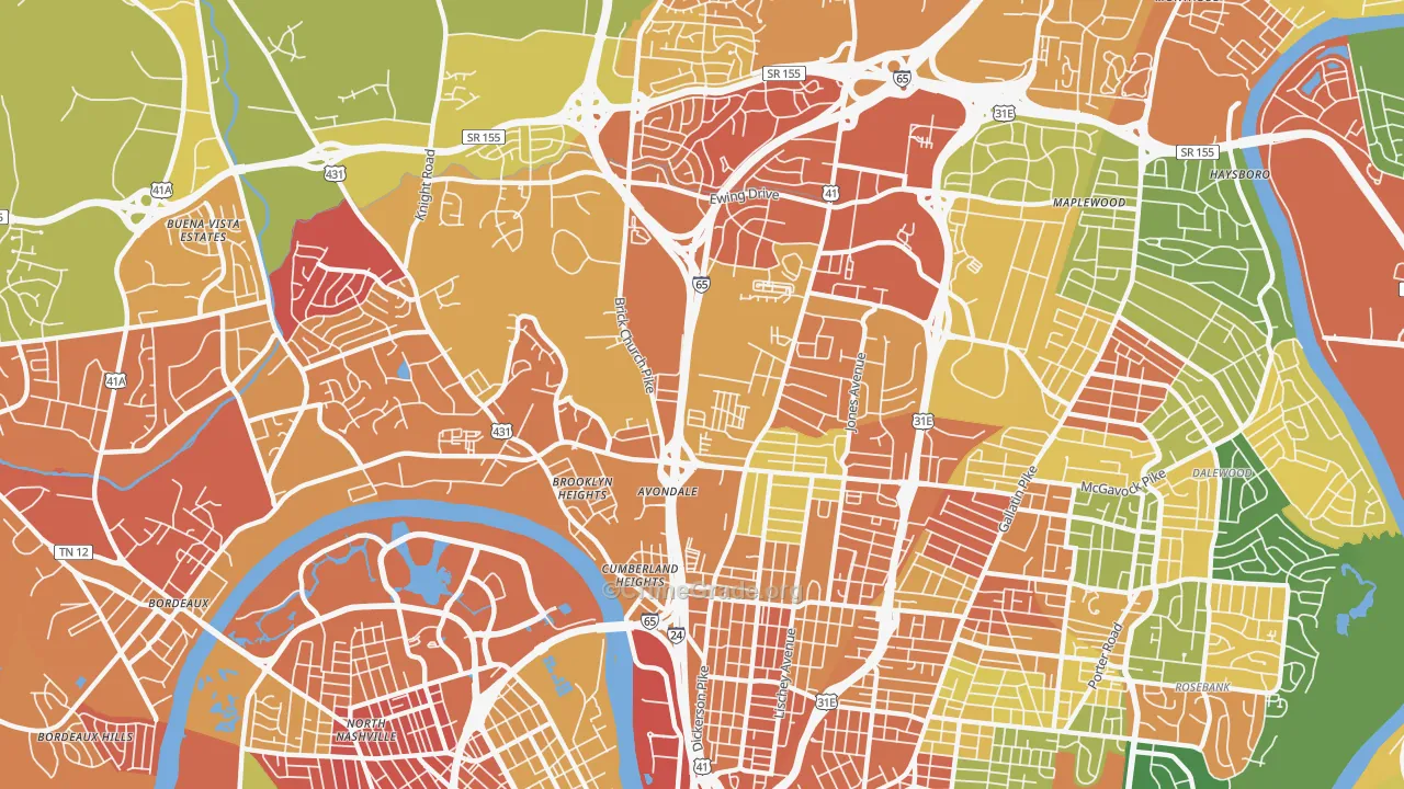 Talbot's Corner, Nashville, TN Map of Vandalism Rates