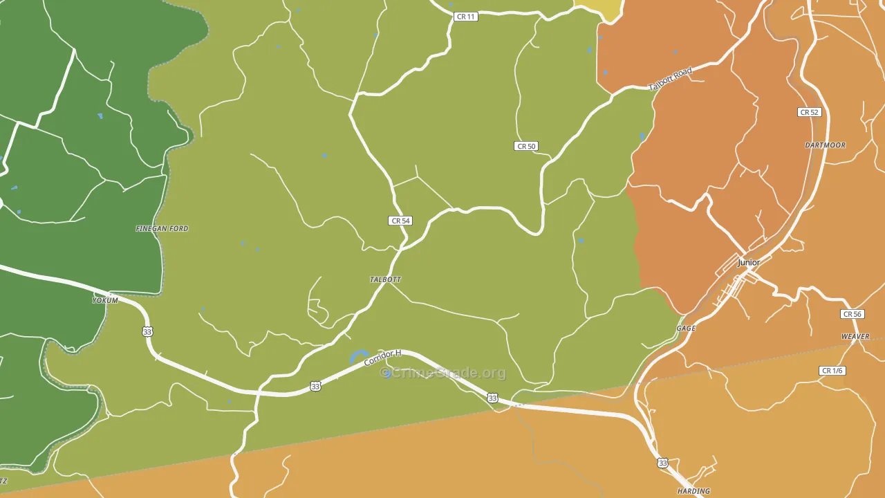 Talbott, WV Map of Vandalism Rates