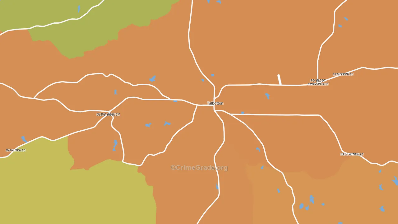 Talbotton, GA Map of Vandalism Rates