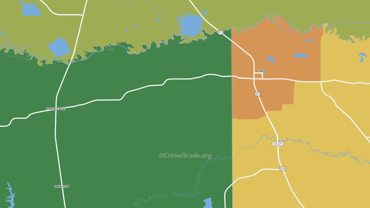 Talco, TX Map of Vandalism Rates
