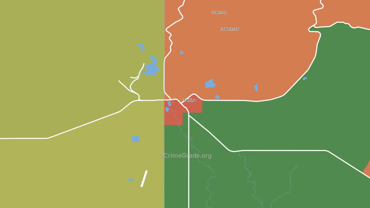 Talihina, OK Map of Vandalism Rates