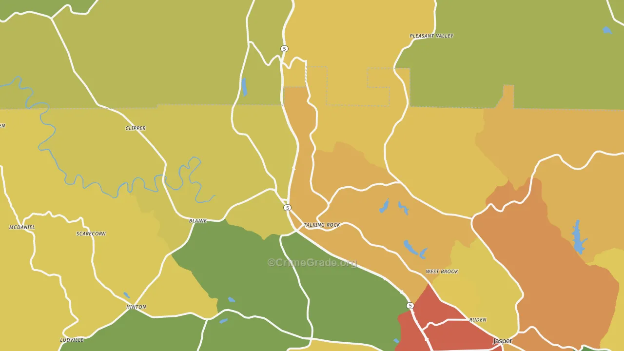Talking Rock, GA Map of Vandalism Rates