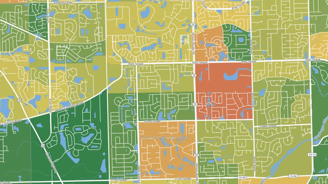 Tall Grass, Naperville, IL Map of Vandalism Rates