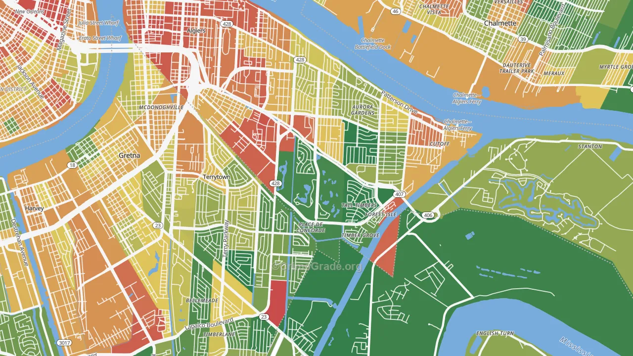 Tall Timbers, New Orleans, LA Map of Vandalism Rates