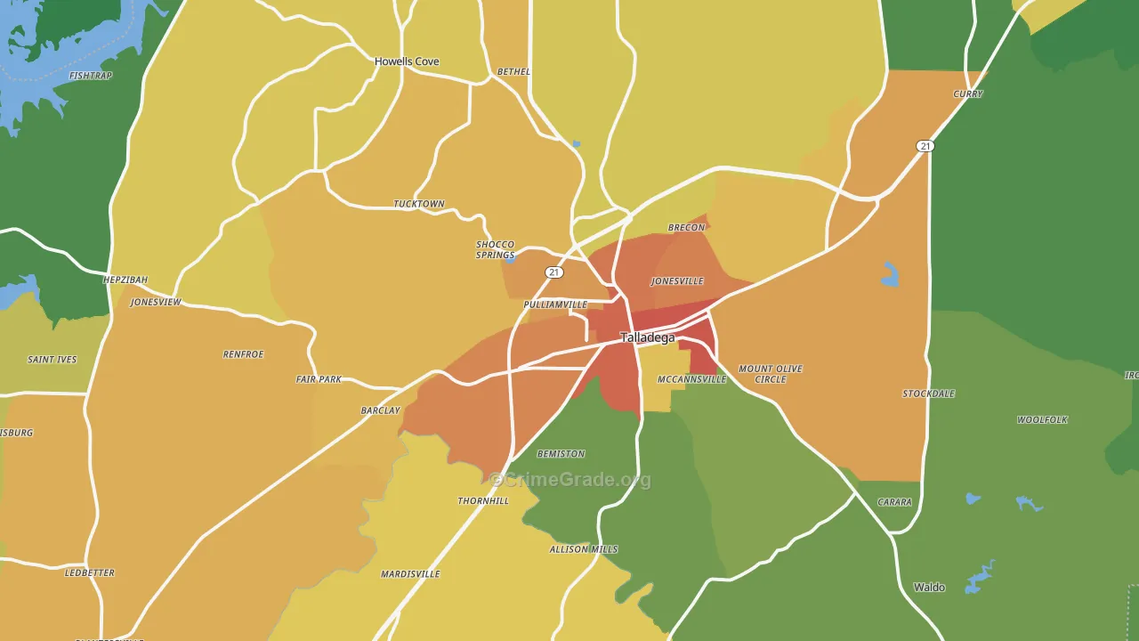 Talladega, AL Map of Vandalism Rates