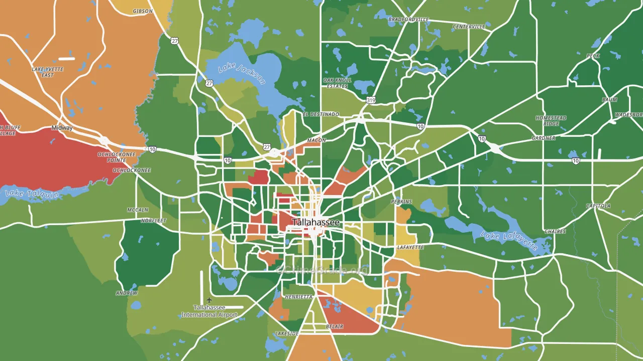 Tallahassee, FL Map of Vandalism Rates