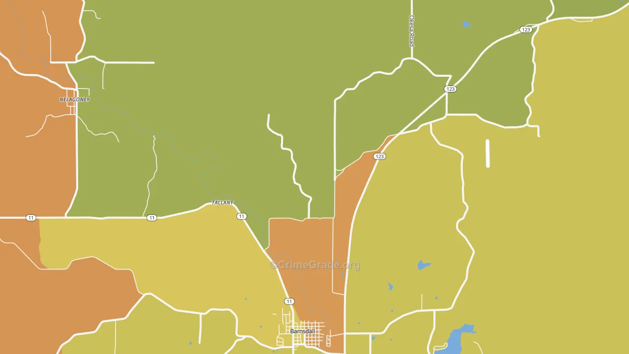 Tallant, OK Map of Vandalism Rates