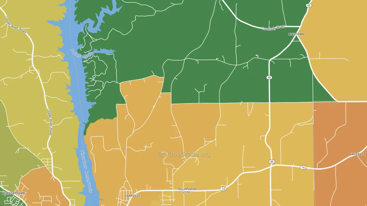 Tallapoosa City, AL Map of Vandalism Rates
