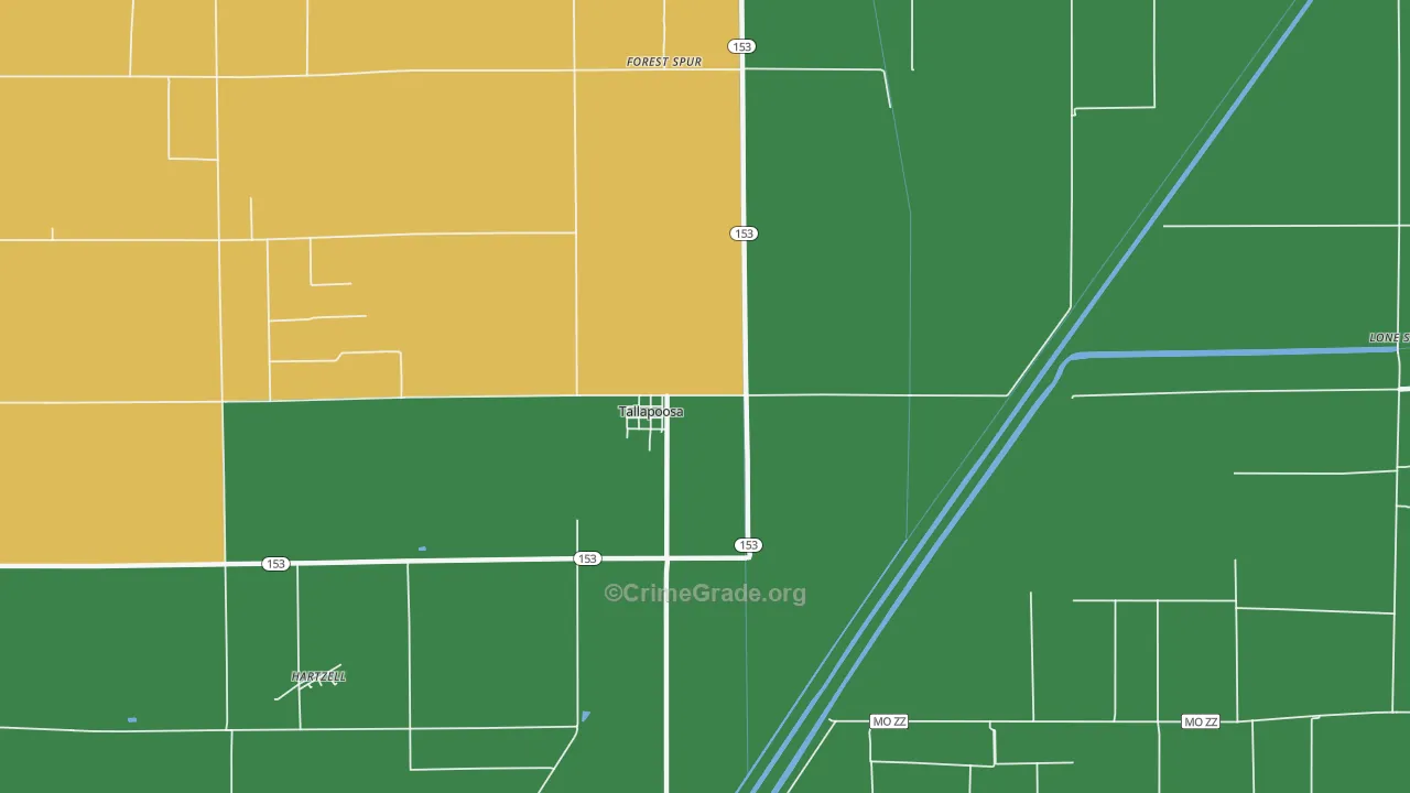 Tallapoosa, MO Map of Vandalism Rates