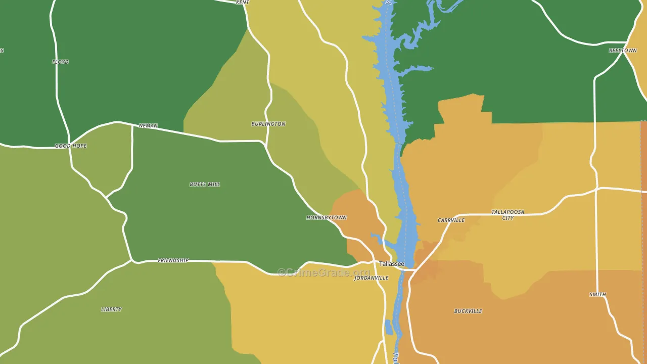 Tallassee, AL Map of Vandalism Rates