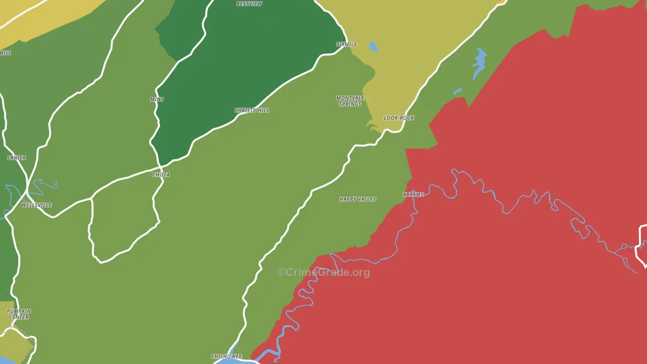 Tallassee, TN Map of Vandalism Rates