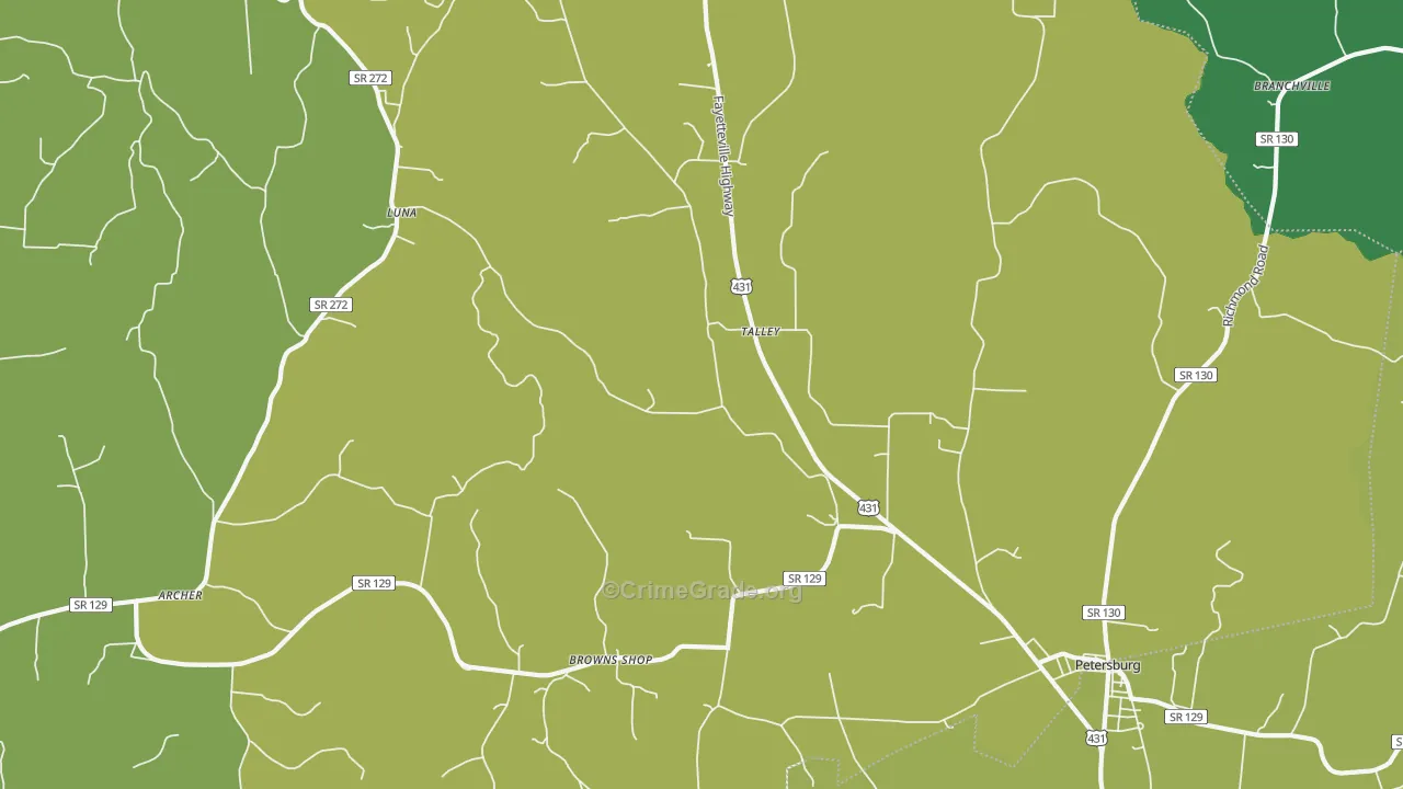 Talley, TN Map of Vandalism Rates