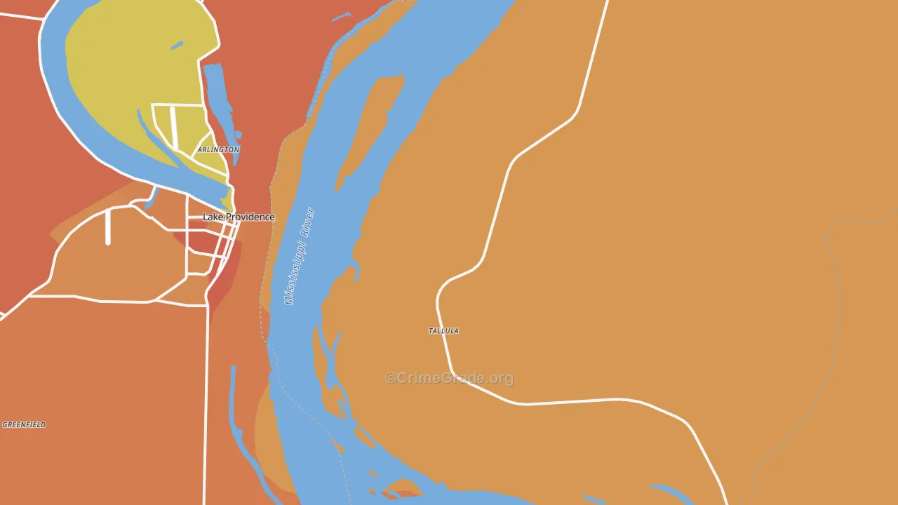 Tallula, MS Map of Vandalism Rates