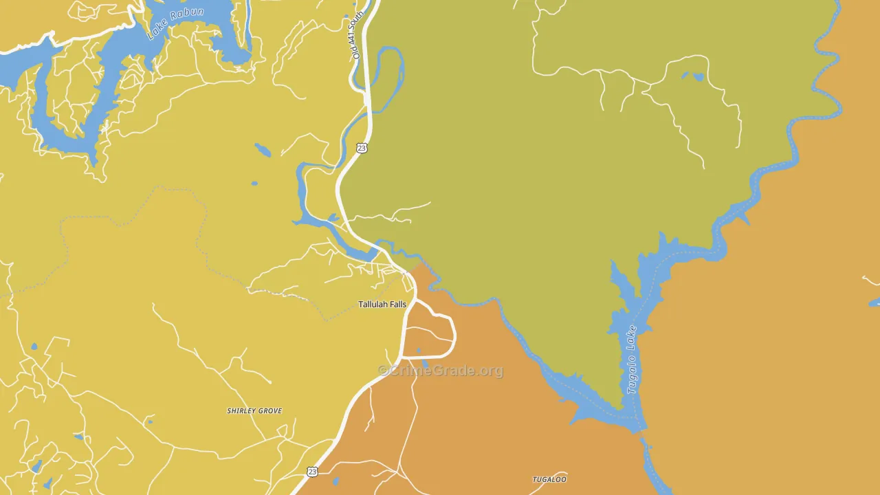 Tallulah Falls, GA Map of Vandalism Rates