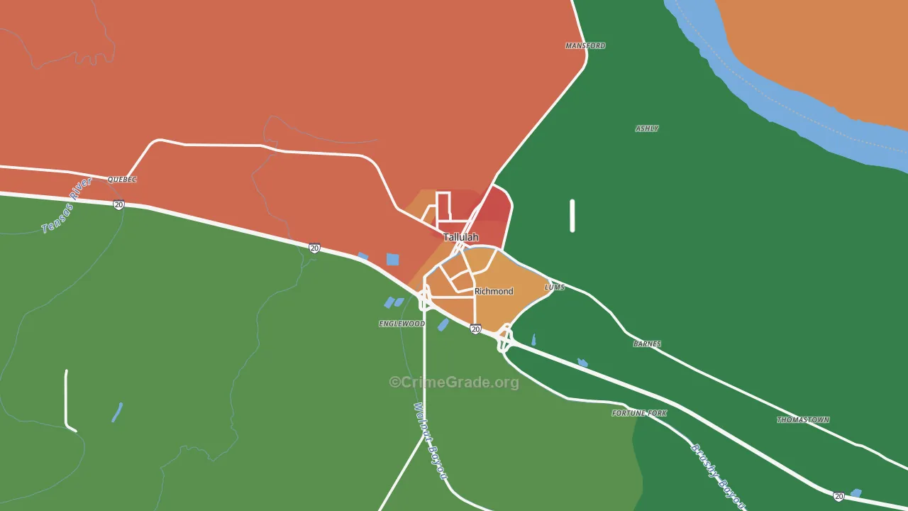 Tallulah, LA Map of Vandalism Rates