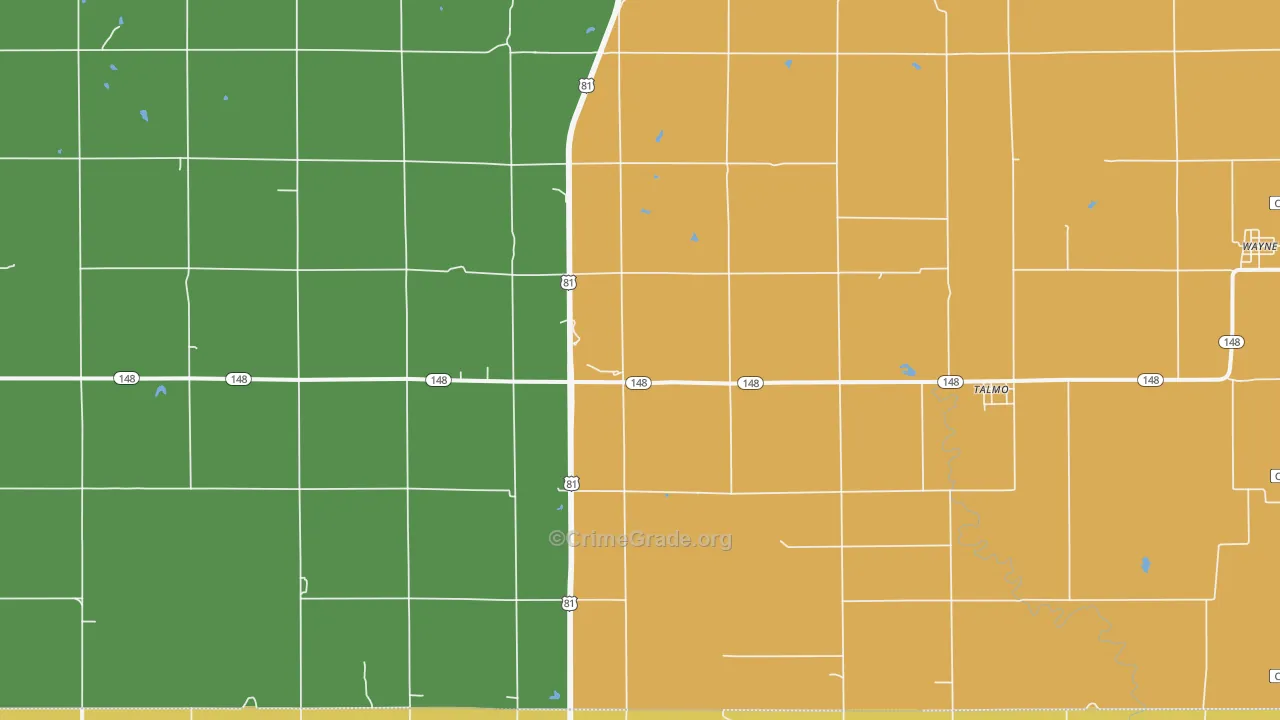Talmo, KS Map of Vandalism Rates