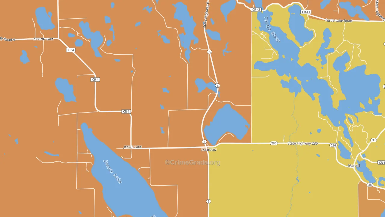 Talmoon, MN Map of Vandalism Rates