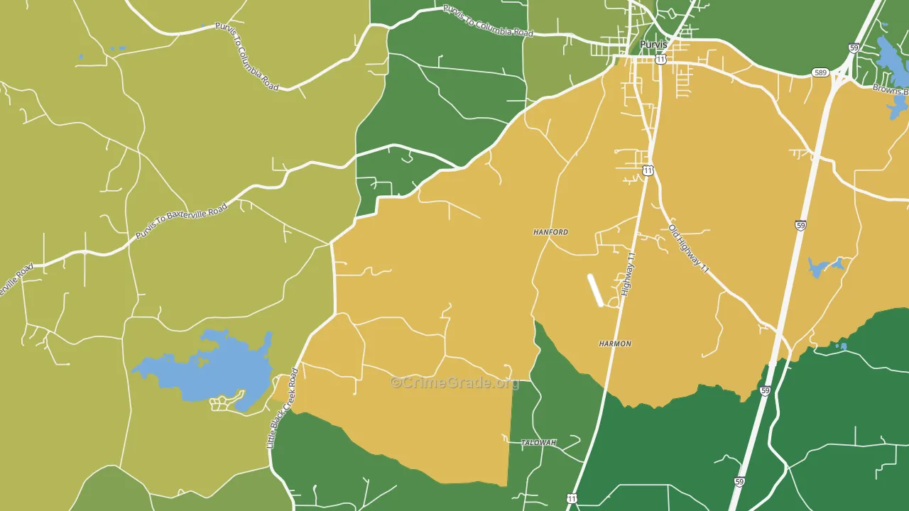 Talowah, MS Map of Vandalism Rates