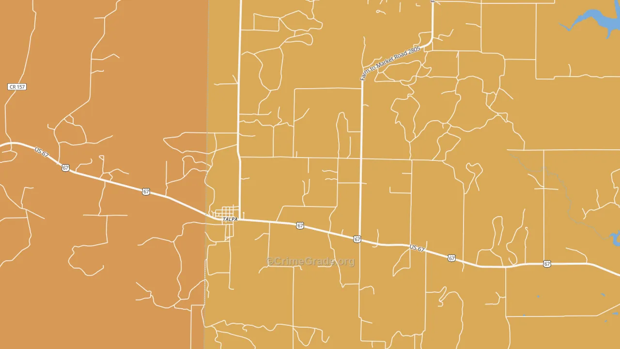 Talpa, TX Map of Vandalism Rates