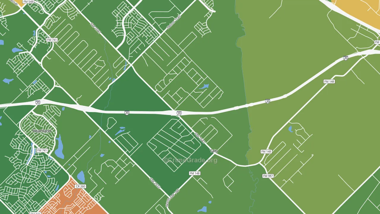 Talty, TX Map of Vandalism Rates